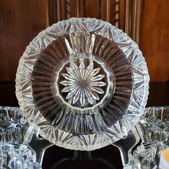 5pc "Prism" Crystal (4) Votive Holders & (1) 6" Crystal Bowl/Pillar🕯 Holder - Picture 6 of 12